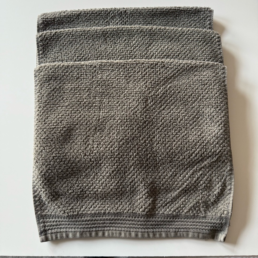 Set of 3 KoolaBurra by UGG Gray Hand Towels – 100% plush cotton- soft & stylish